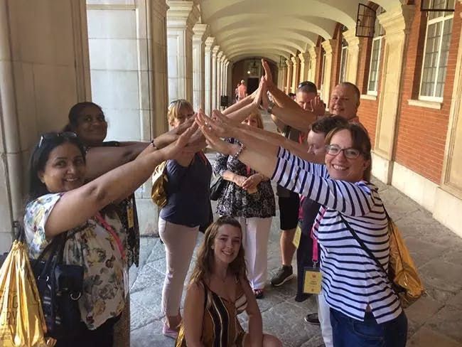 RHP team participating an outdoor team building activity at Hampton Court, England